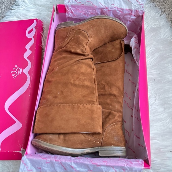 Nina K-I-T Lugg Chestnut Over the Knee Faux Suede Boots Size 2Y - Picture 2 of 10